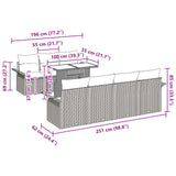 vidaXL Tuinbank Set met kussen met opslag 8 pcs Bruin Poly Riet
