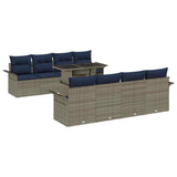 vidaXL Garden Sofa Set with Cushions and Storage 9 pcs Brown Poly Rattan