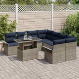 vidaXL Tuinbank Set met kussen met opslag 9 pcs Bruin Poly Riet