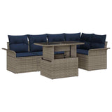 vidaXL Tuinbank Set met kussen met opslag 6 pcs Bruin Poly Riet