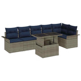 vidaXL Tuinbank Set met kussen met opslag 7 pcs Bruin Poly rattan