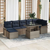 vidaXL Tuinbank Set met kussen met opslag 8 pcs Bruin Poly Riet