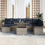vidaXL Garden Sofa Set with Cushions 9 pcs Brown Poly Rattan
