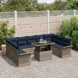 vidaXL Tuinbank Set met kussen met kussen 10 pcs Bruin Poly Riet