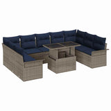 vidaXL Tuinbank Set met kussen met kussen 10 pcs Bruin Poly Riet