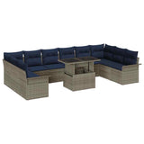 vidaXL Tuinbank Set met kussen met kussen 11 pcs Bruin Poly Riet
