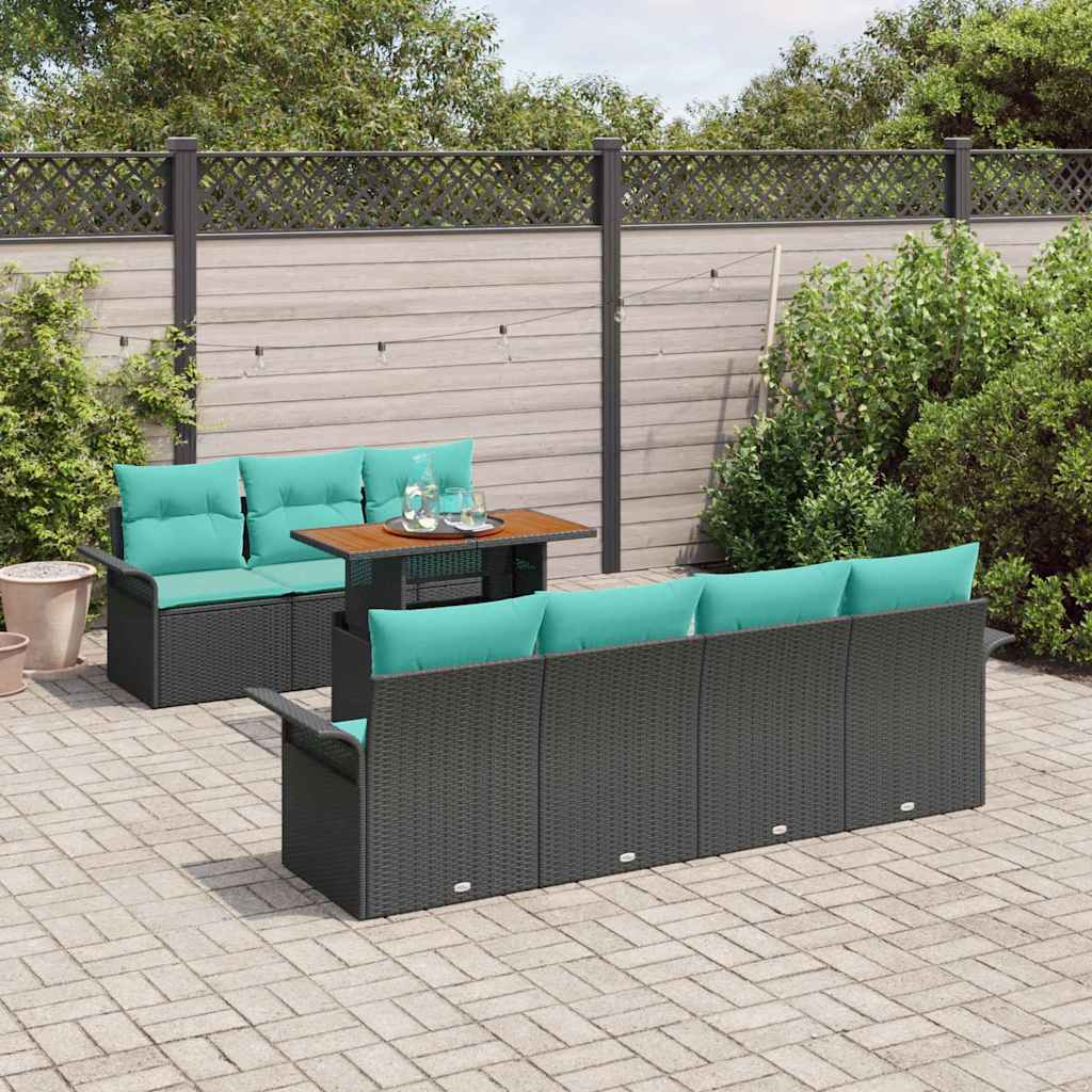 vidaXL Tuinbank Set met opslag 8 pcs Grijs Poly rattan