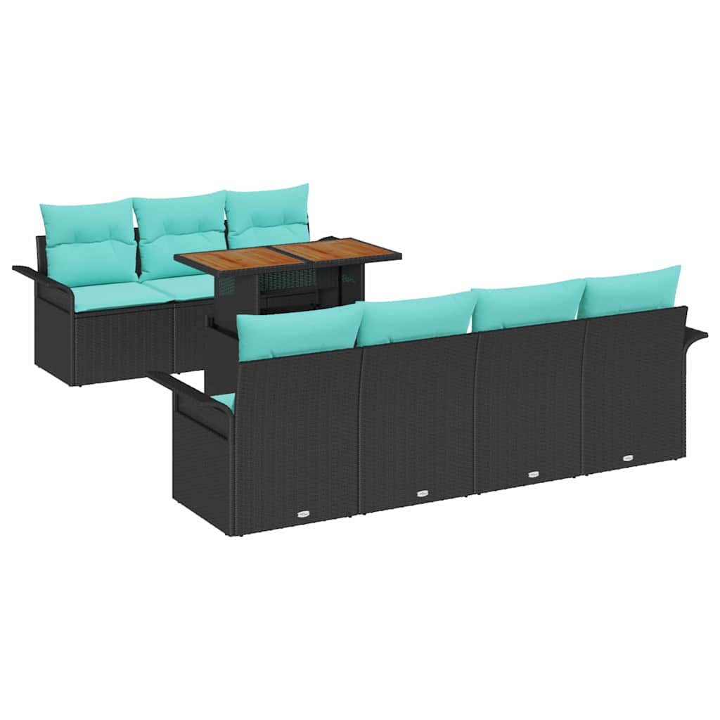 vidaXL Tuinbank Set met opslag 8 pcs Grijs Poly rattan