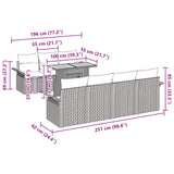 vidaXL Tuinbank Set met opslag 8 pcs Grijs Poly rattan