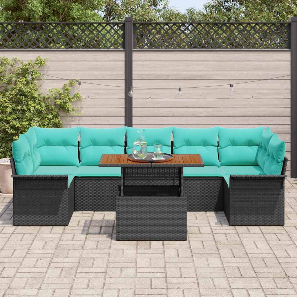 vidaXL Tuinbank Set met opslag 8 pcs Grijs Poly rattan