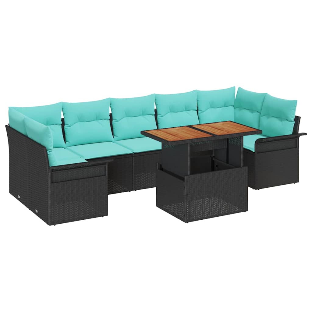 vidaXL Tuinbank Set met opslag 8 pcs Grijs Poly rattan
