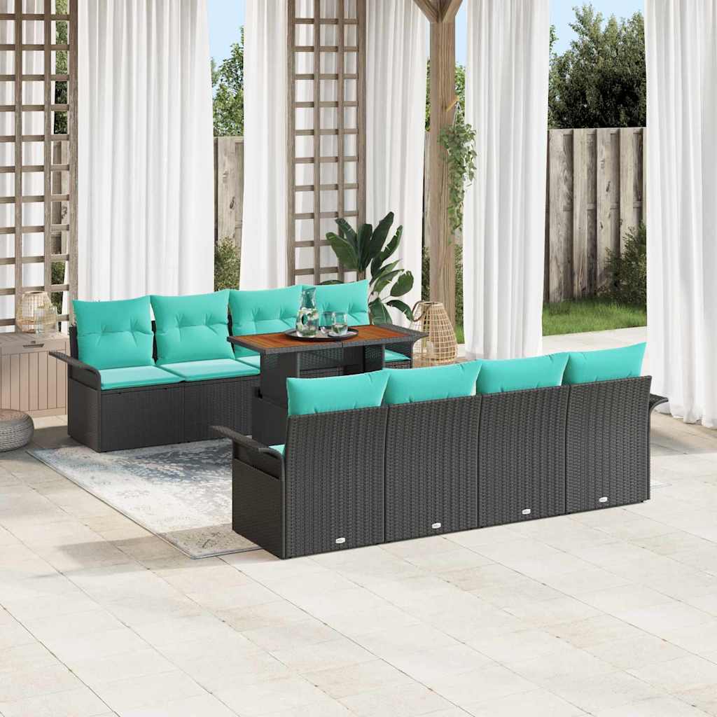 vidaXL Tuinbank Set met opslag 9 pcs Grijs Poly rattan