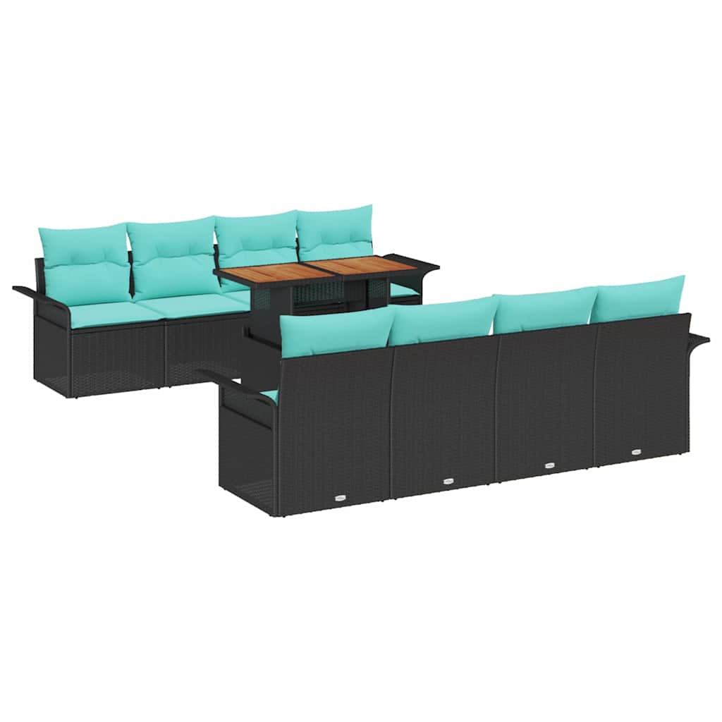 vidaXL Tuinbank Set met opslag 9 pcs Grijs Poly rattan