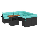 vidaXL Garden Lounge Set with Storage 9 pcs Grey Poly Rattan