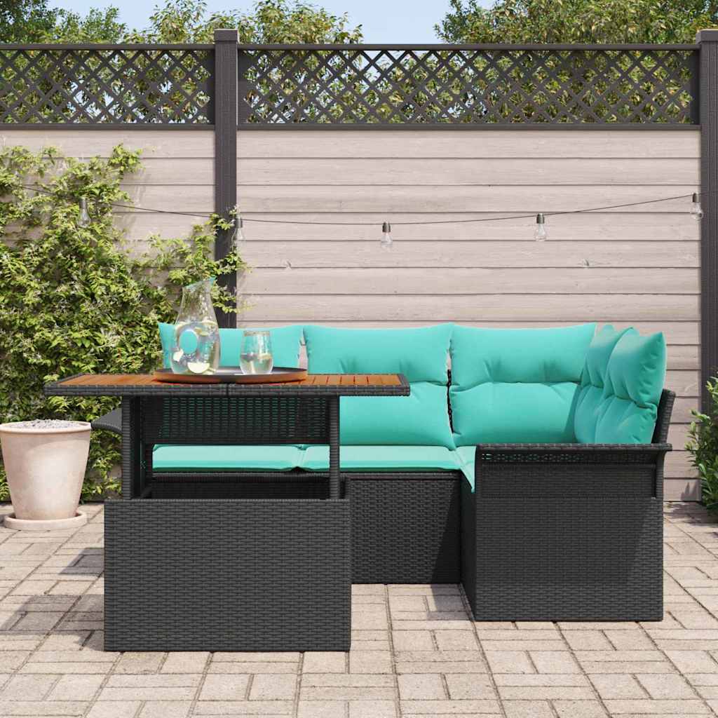 vidaXL Garden Lounge Set with Storage 5 pcs Grey Poly Rattan
