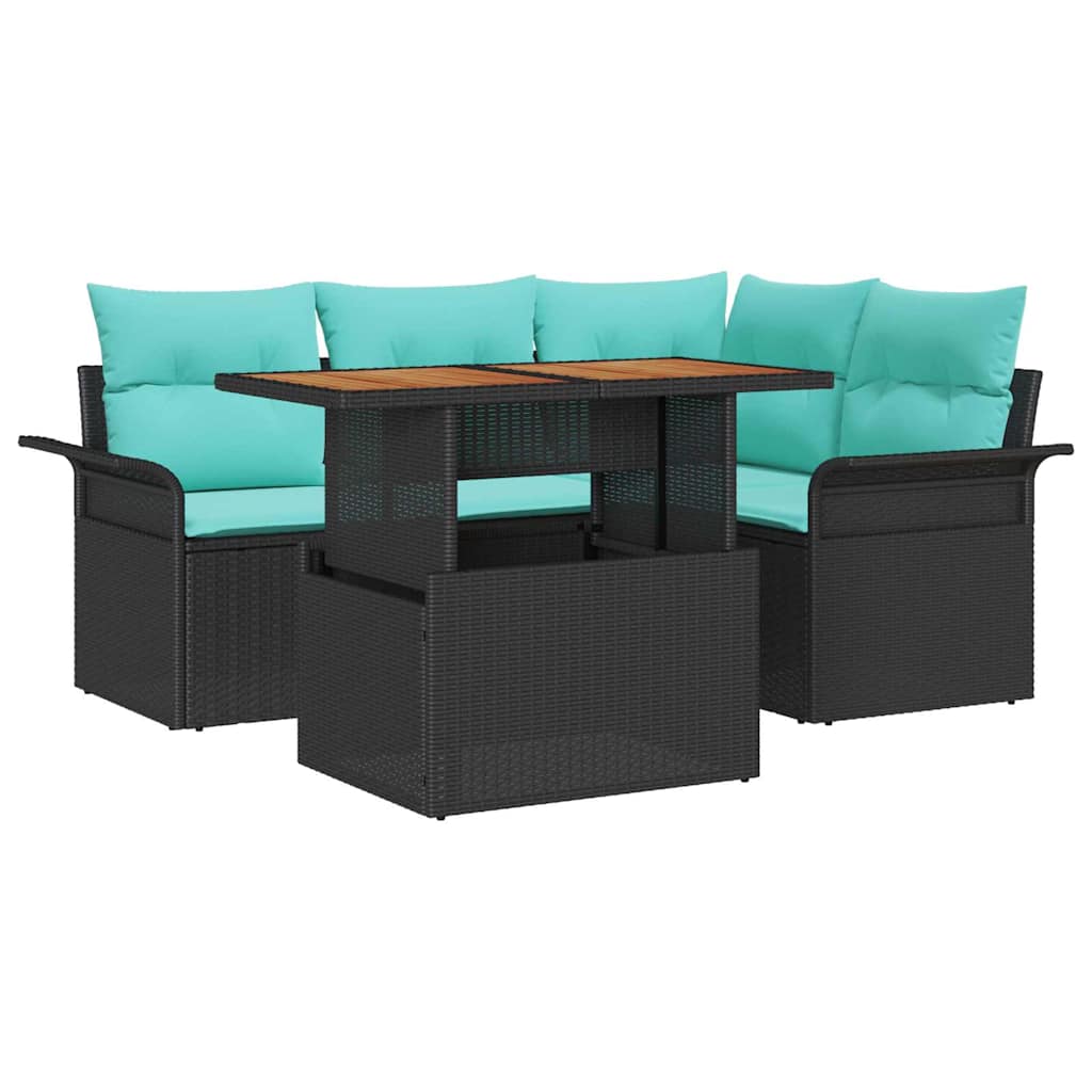 vidaXL Garden Lounge Set with Storage 5 pcs Grey Poly Rattan