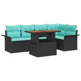 vidaXL Garden Lounge Set with Storage 6 pcs Grey Poly Rattan