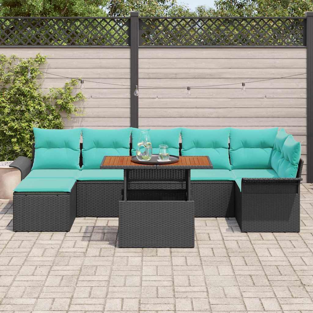 vidaXL Tuinbank Set met opslag 8 pcs Grijs Poly rattan