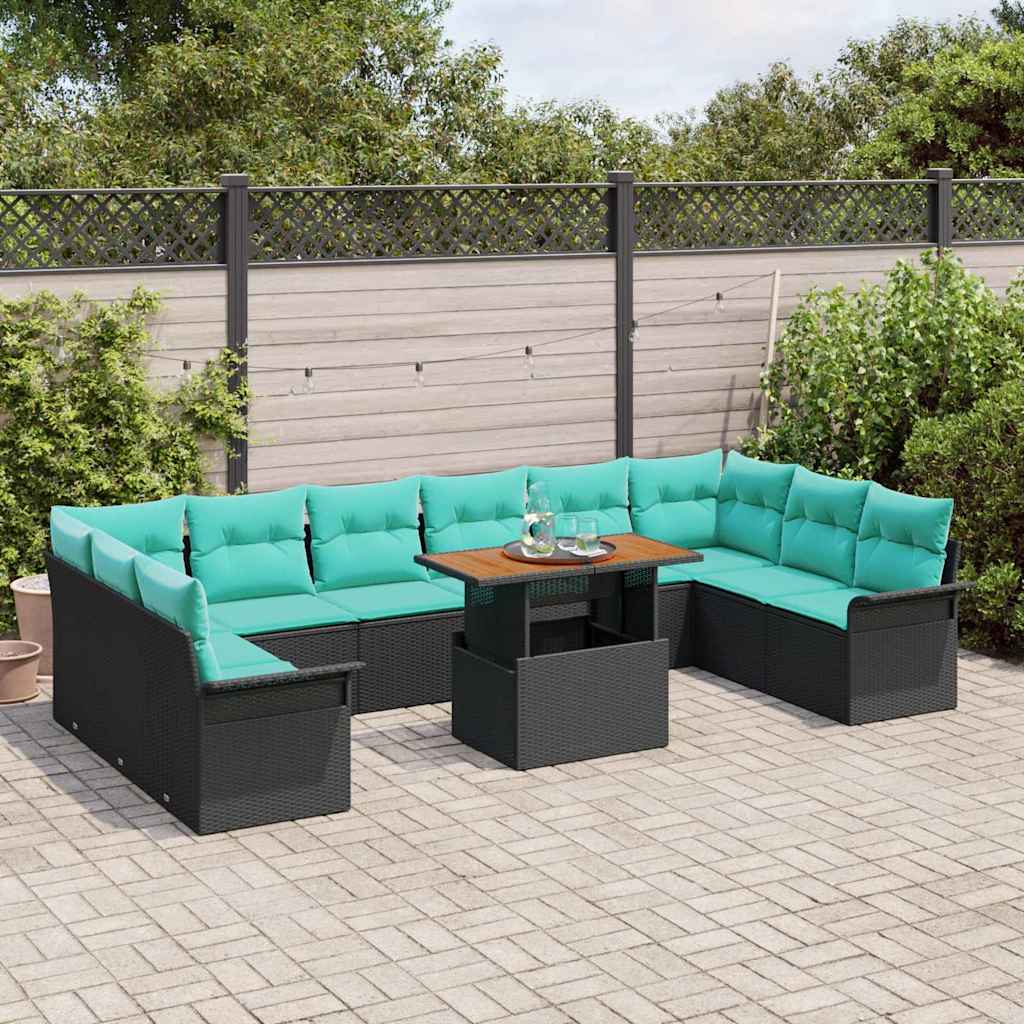 vidaXL Tuinbank Set met opslag 11 pcs Grijs Poly rattan