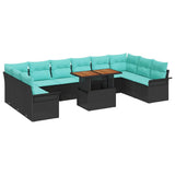 vidaXL Tuinbank Set met opslag 11 pcs Grijs Poly rattan