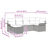 vidaXL Tuinbank Set met kussen 6 pcs Bruin en Rood poly rattan