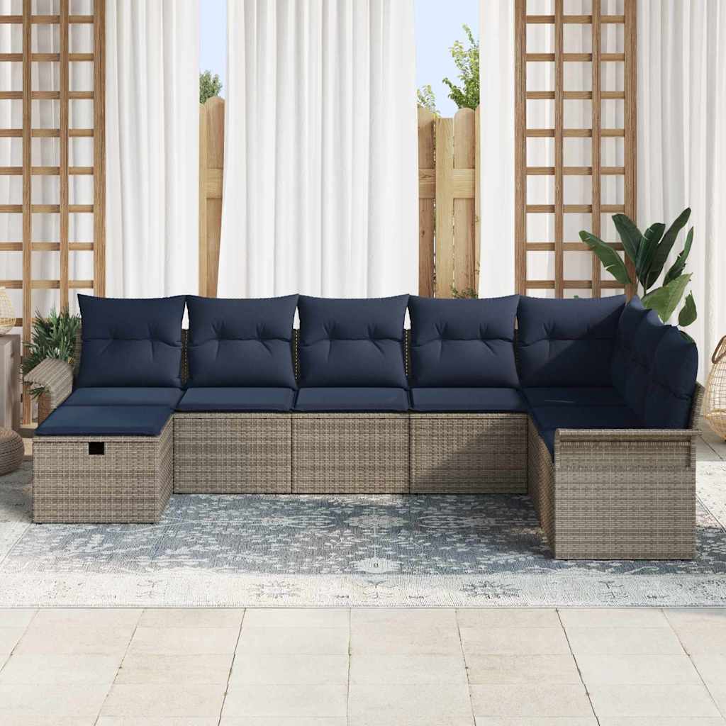vidaXL Tuinbank Set met kussen 8 pcs Bruin en Rood poly rattan