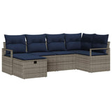 vidaXL Bankstel met kussen met opslag Bruin en Rood poly rattan