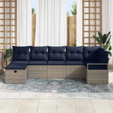 vidaXL Bankstel met kussen met opslag 7 pcs Bruin en Rood poly rattan