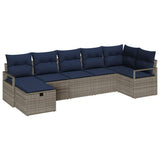 vidaXL Bankstel met kussen met opslag 7 pcs Bruin en Rood poly rattan