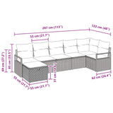 vidaXL Bankstel met kussen met opslag 7 pcs Bruin en Rood poly rattan