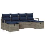 vidaXL Sofa Set with Cushion and Storage 6 pcs Brown and Red poly rattan