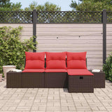 vidaXL Tuinbank Set met kussen met opslag 4 pcs poly rattan