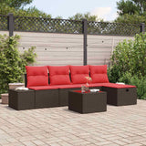 vidaXL Tuinbank Set met kussen 5 pcs Bruin poly rattan