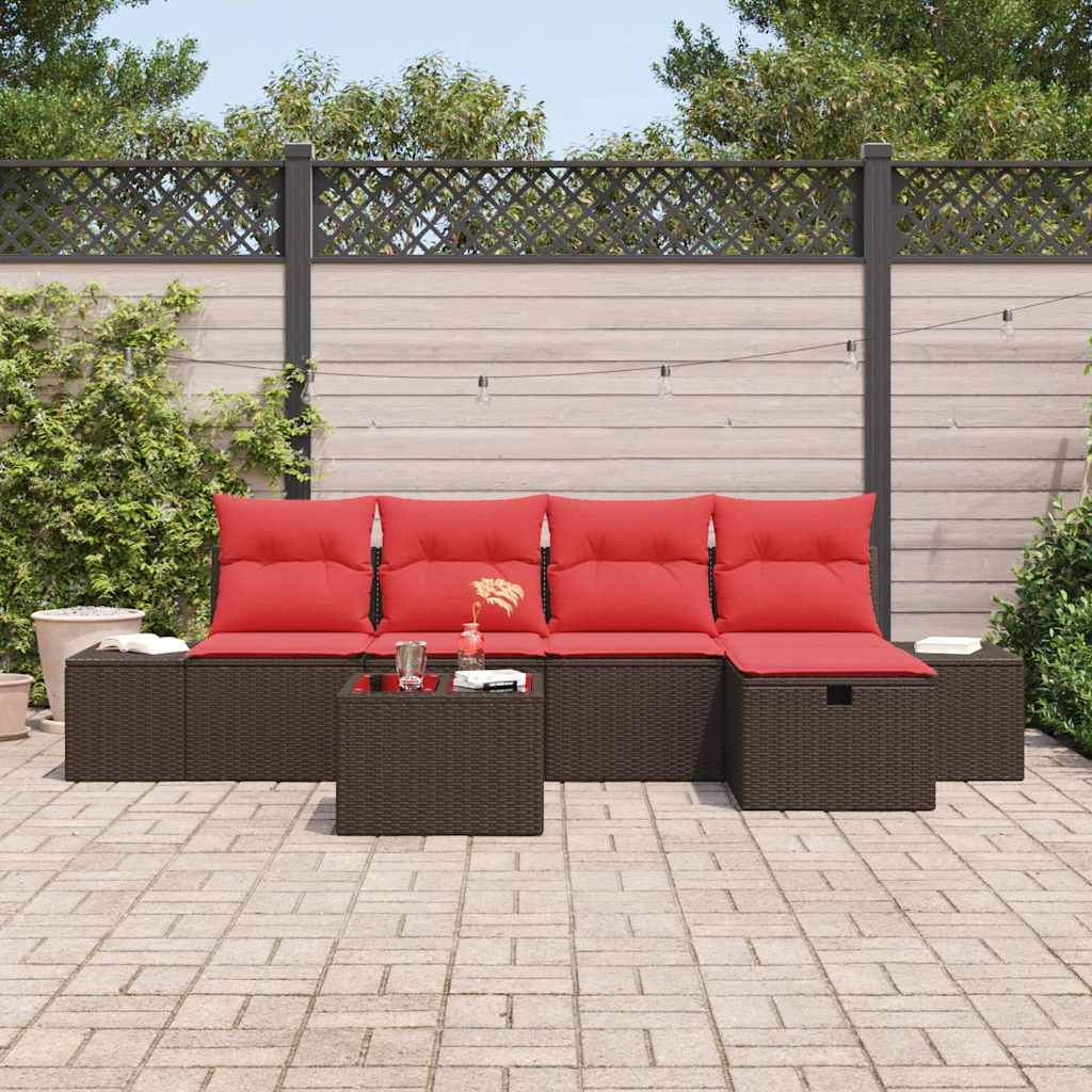 vidaXL Tuinbank Set met kussen 5 pcs Bruin poly rattan