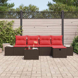 vidaXL Tuinbank Set met kussen 5 pcs Bruin poly rattan
