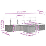 vidaXL Tuinbank Set met kussen 5 pcs Bruin poly rattan