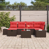 vidaXL Tuinbank Set met kussen 6 pcs Bruin poly rattan