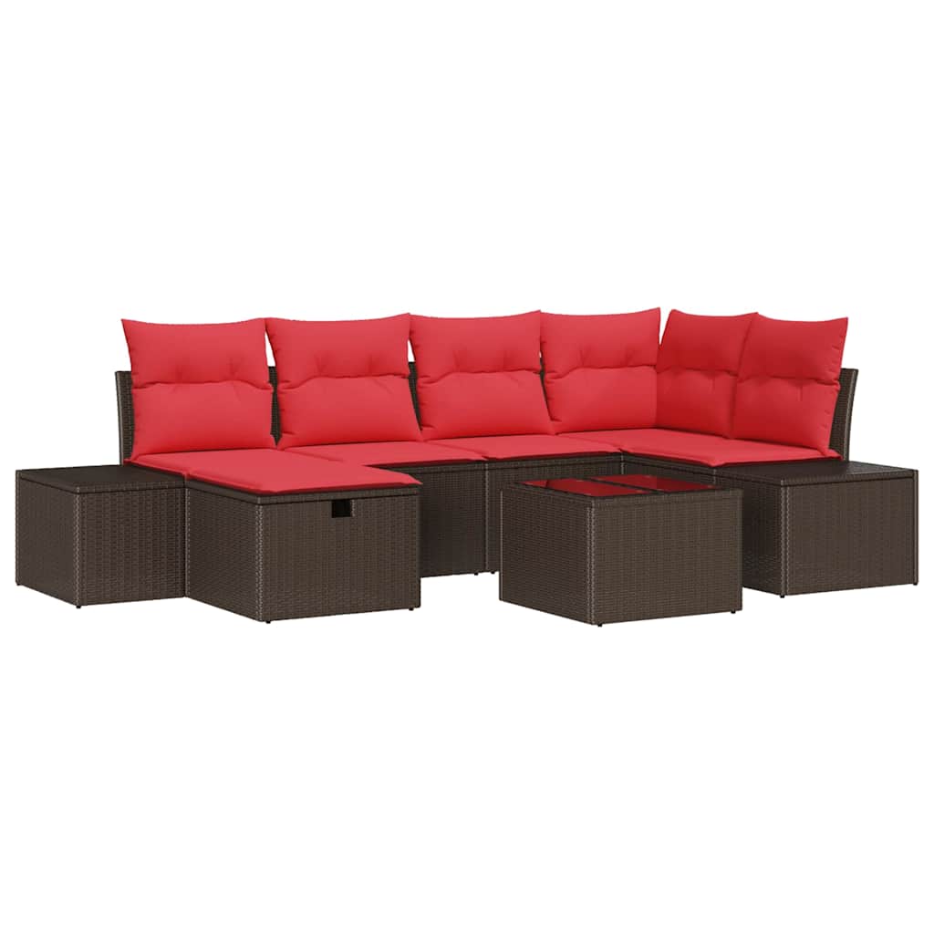 vidaXL Tuinbank Set met kussen 6 pcs Bruin poly rattan