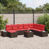 vidaXL Garden Lounge Set with cushions 8 pcs Brown poly rattan