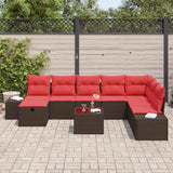 vidaXL Garden Lounge Set with cushions 8 pcs Brown poly rattan