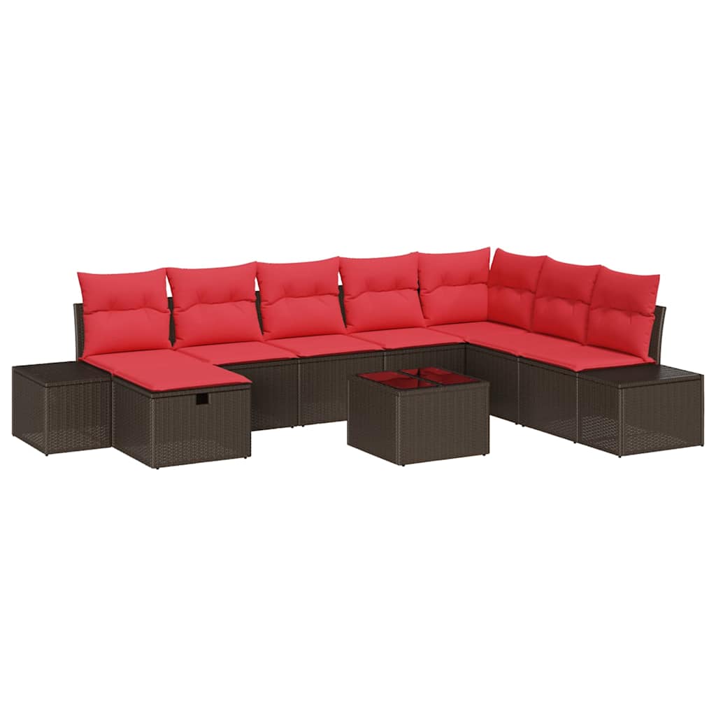 vidaXL Garden Lounge Set with cushions 8 pcs Brown poly rattan