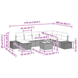 vidaXL Garden Lounge Set with cushions 8 pcs Brown poly rattan