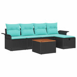 vidaXL Tuinbank Set met kussen met opslag 6 pcs Grijs poly rattan