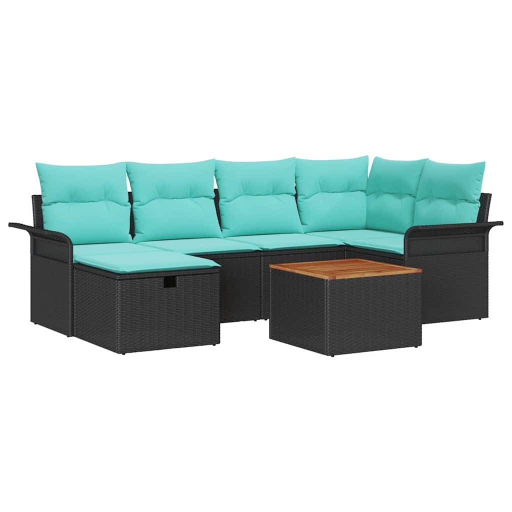 vidaXL Garden Sofa Set with Cushion and Storage 7 pcs Grey Poly Rattan