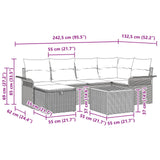 vidaXL Garden Sofa Set with Cushion and Storage 7 pcs Grey Poly Rattan