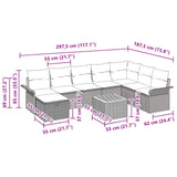vidaXL Garden Sofa Set with Cushion and Storage 9 pcs Grey poly rattan