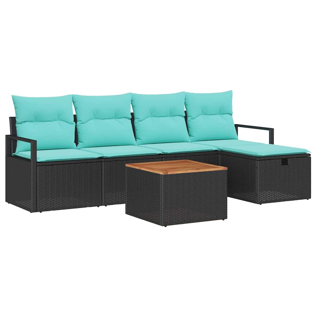 vidaXL Salon de jardin avec coussins et rangement 6 pcs Résine tressée Gris