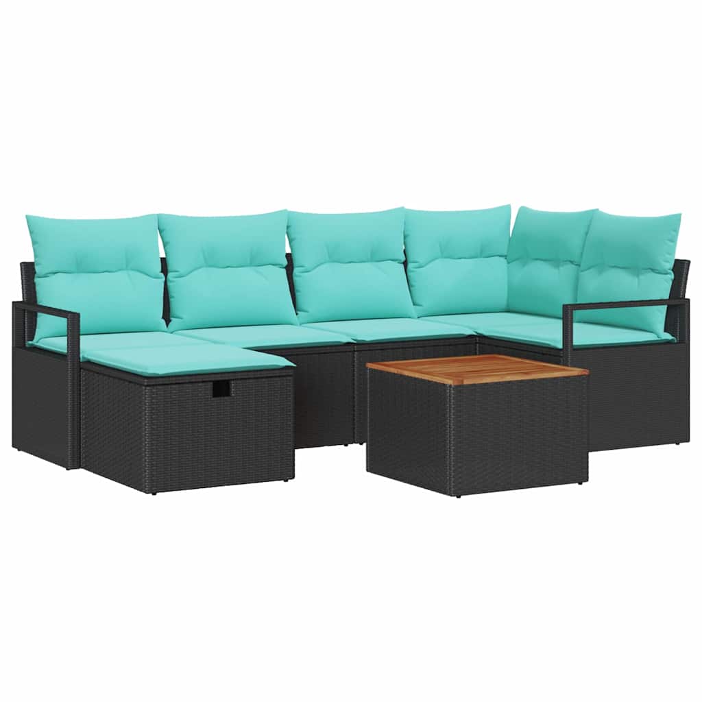 vidaXL Ensemble de banc de jardin avec coussins et espace de rangement 7 pcs Rotin synthétique Gris