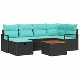 vidaXL Ensemble de banc de jardin avec coussins et espace de rangement 7 pcs Rotin synthétique Gris