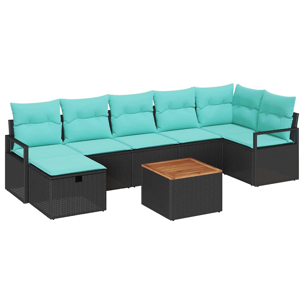 vidaXL Tuinbank Set met kussen met opslag 8 pcs Grijs poly rattan